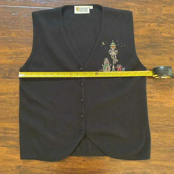 Christine Alexander Black Christmas Vest Size Medium - Picture 3 of 5
